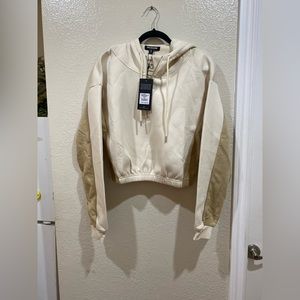 New True Religion zipper cinched hoodie in birch /travertine
MSRP $129